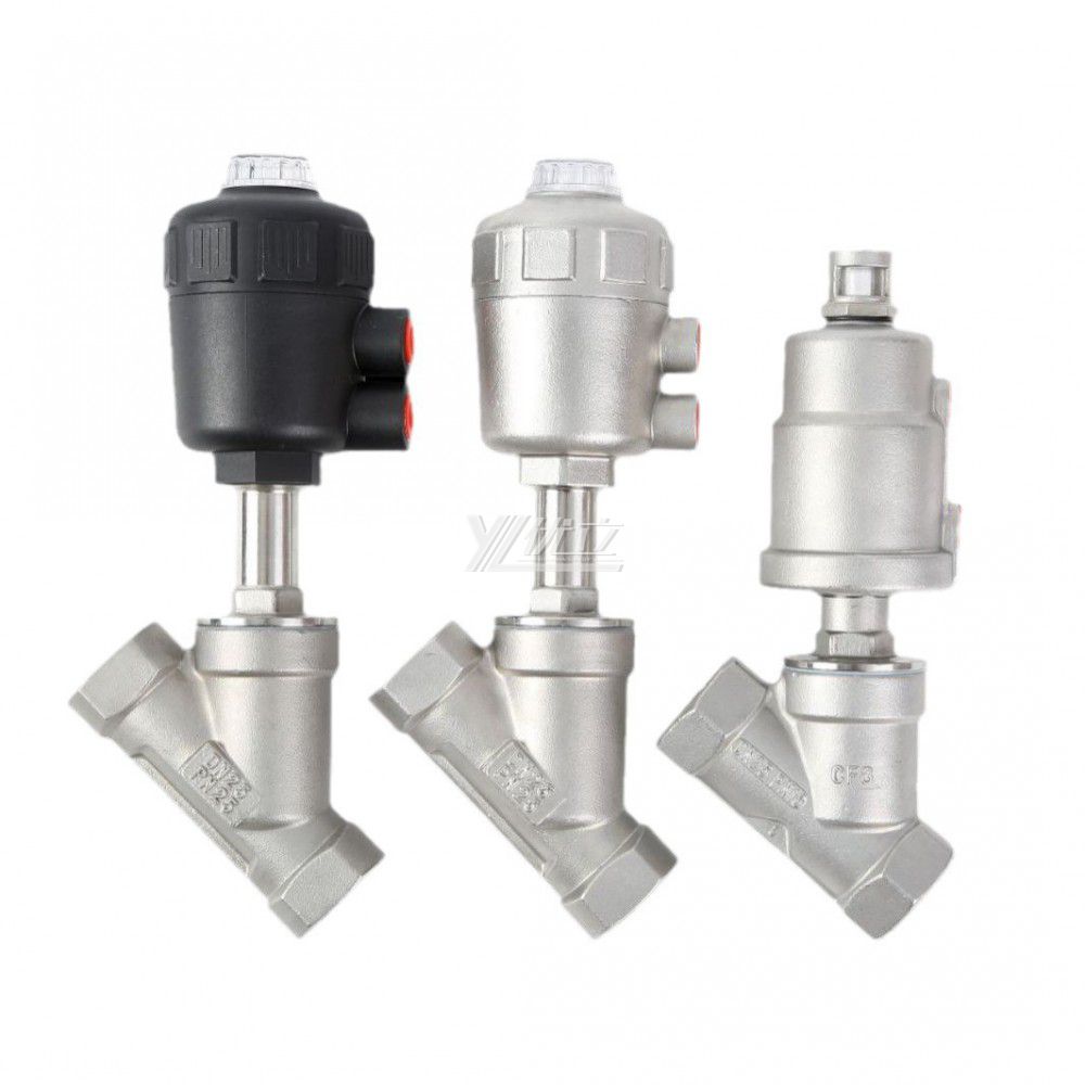 YOULI Premium High Temperature 1.6mpa 304 316 BSP NPT Stainless Steel Head Pneumatic Female Threaded Angle Seat Valve