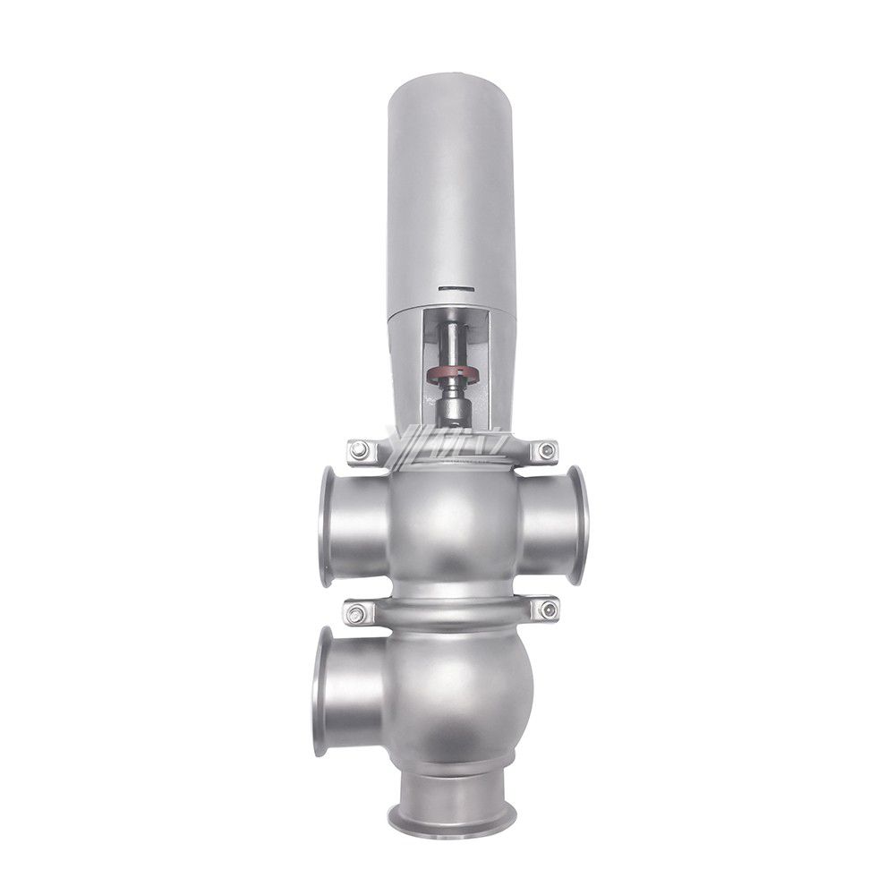 YOULI Hygienic Food Grade Sanitary Stainless Steel 304 316L Stop Pneumatic TL Type Tri Clamped  Reversing Divert Valve