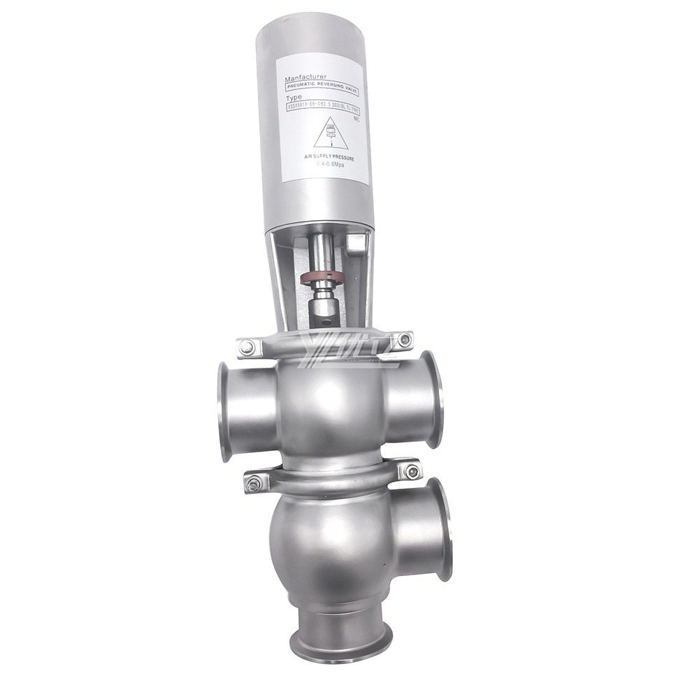 YOULI Hygienic Food Grade Sanitary Stainless Steel 304 316L Stop Pneumatic TL Type Tri Clamped  Reversing Divert Valve