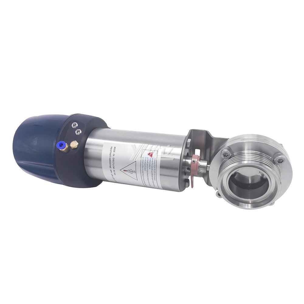 YOULI Hygienic Food Grade  Stainless Steel 304 316 Smart Head Complete Set Sanitary Male Pneumatic Threaded butterfly Valve