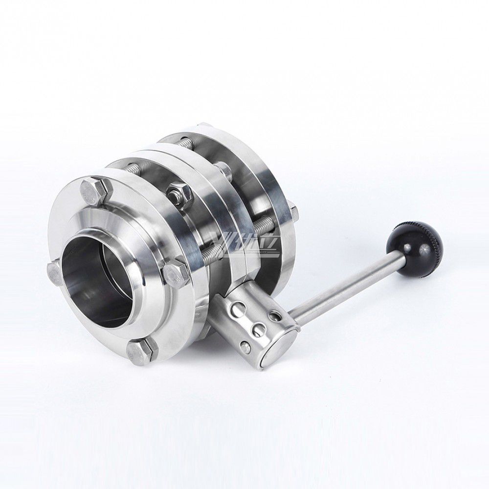 YOULI Hygienic Food Grade Stainless Steel 3A/SMS/DIN 304 316 Silicon Sanitary Manual Three Piece Butt Welded Butterfly Valve