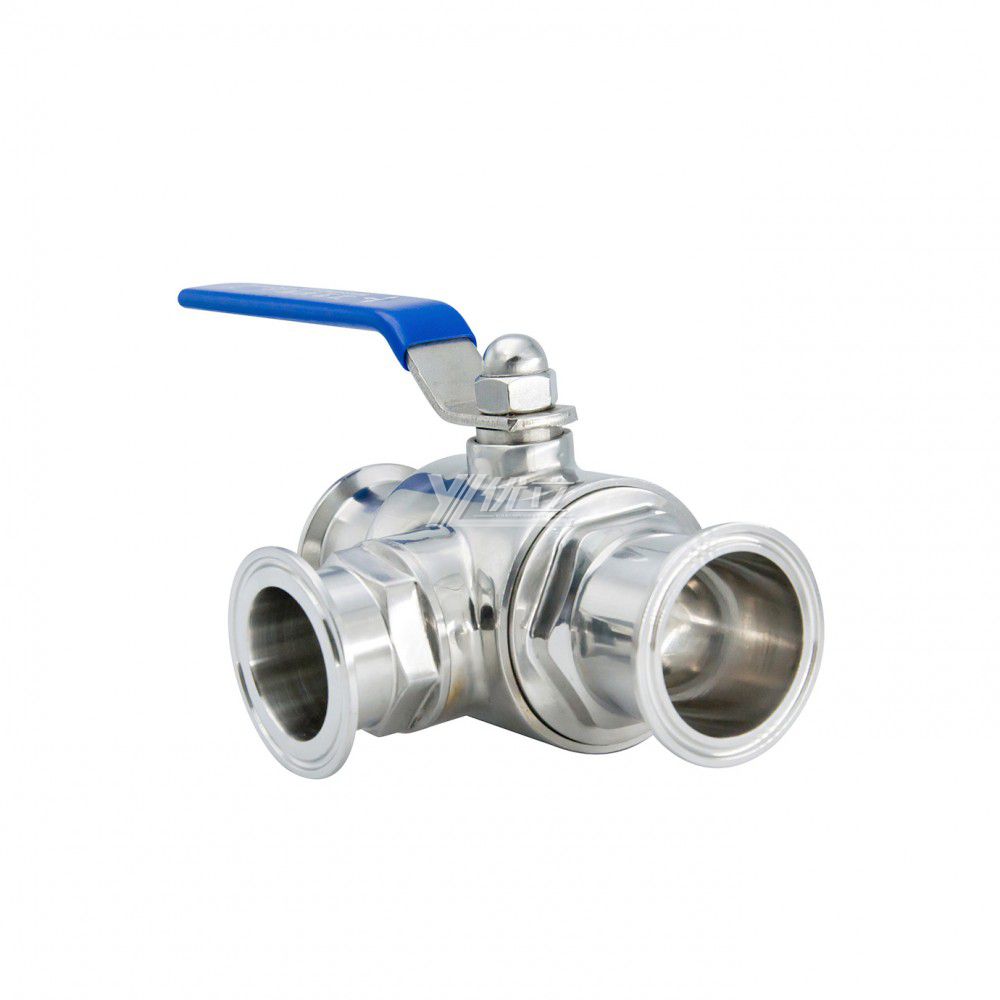YOULI 2 Inch Hygienic Food Grade Stainless Steel Ss 304 316 L Type Milk Beverage Sanitary Manual 3-way Tri Clamped Ball Valve