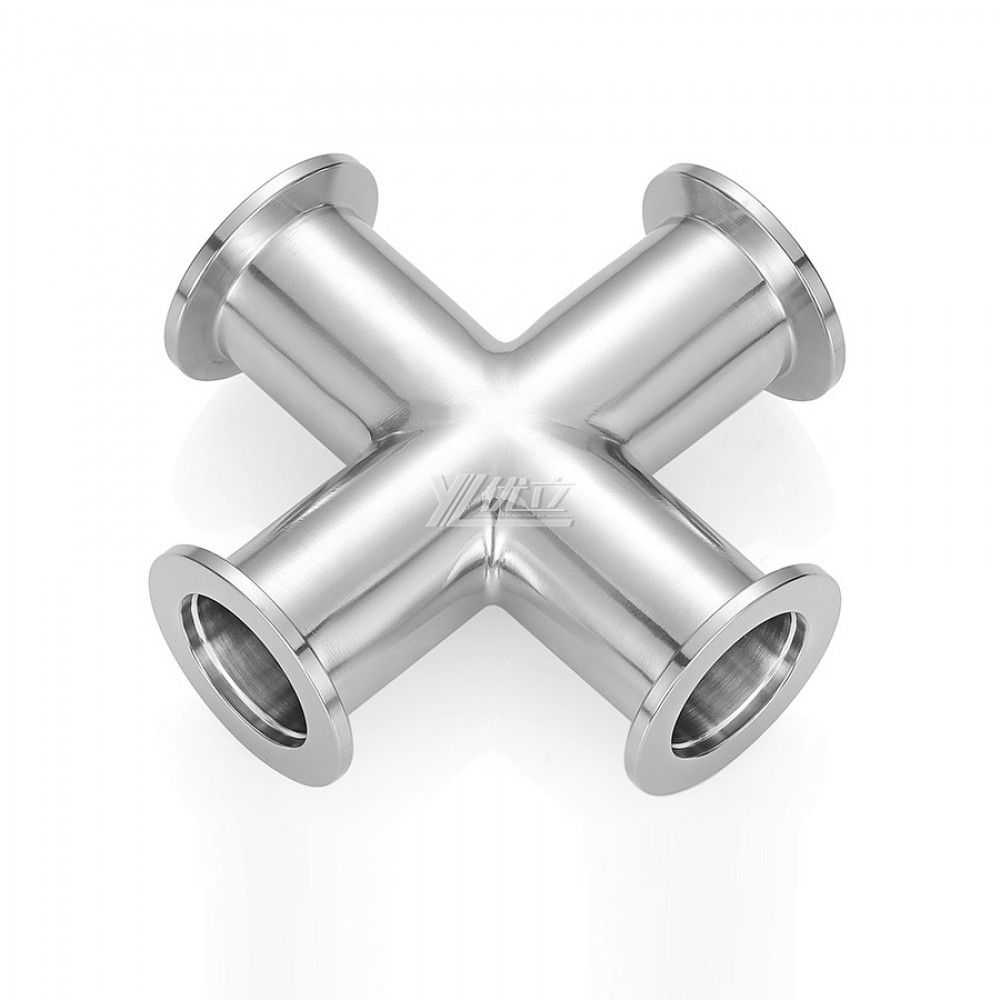 YOULI Hygienic Food Grade Sanitary Stainless Steel 304 SS316L KF25 KF40 KF50 4 Way Tri-clamp Pipe Fitting Equal Vacuum Cross