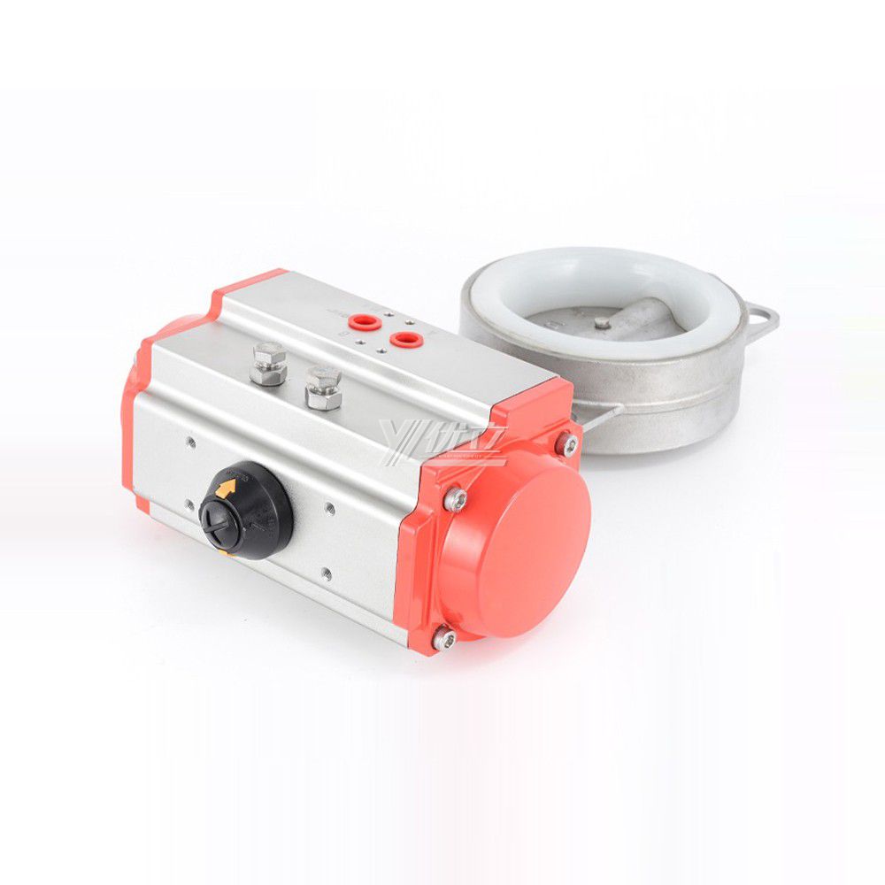 YOULI Stainless Steel 304 316 Pn16 Zero Leakage Soft Seal PTFE Silicone NBR Pneumatic Actuator Wafer Butterfly Valve