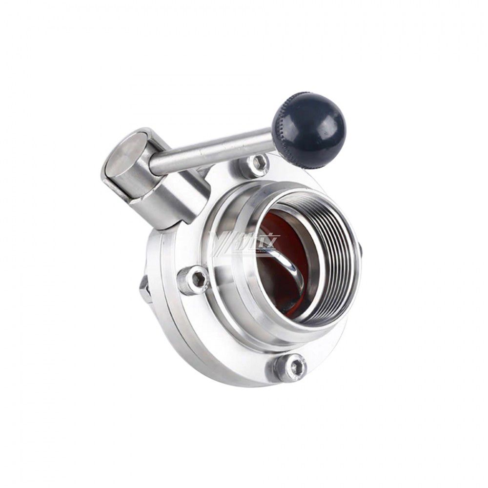 YOULI Hygienic Food Grade Stainless Steel 3A/SMS/DIN 304 316 Silicon Sanitary Manual Female Threaded Butterfly Valve