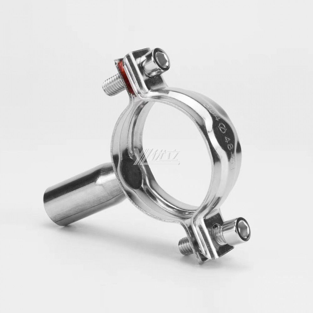 YOULI Sanitary Pipe Fittings Tri Clamp Tube Hex Pipe Holder Stainless Steel 304 With Bracket Handle Welded Round Pipe Holder