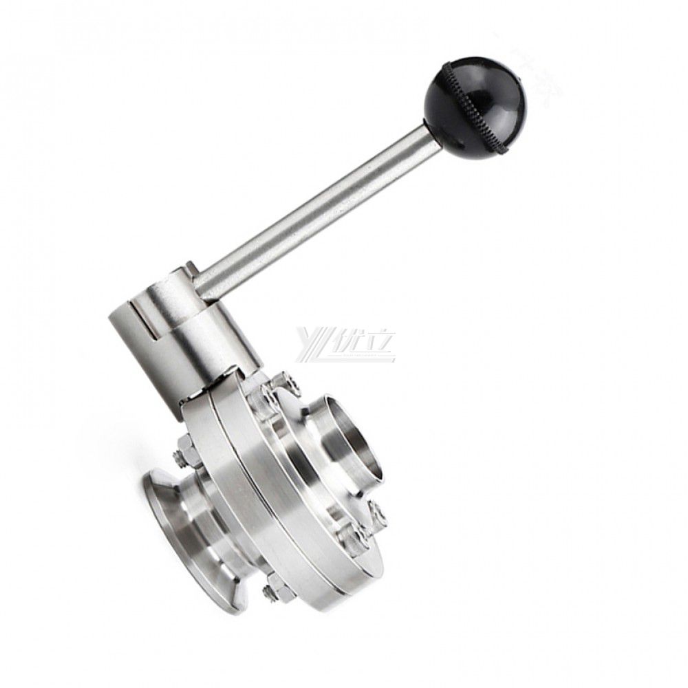 YOULI Hygienic Food Grade Stainless Steel 3A/SMS/DIN 304 316L Silicon Sanitary Manual Tri Clamped Butt Welded Butterfly Valve