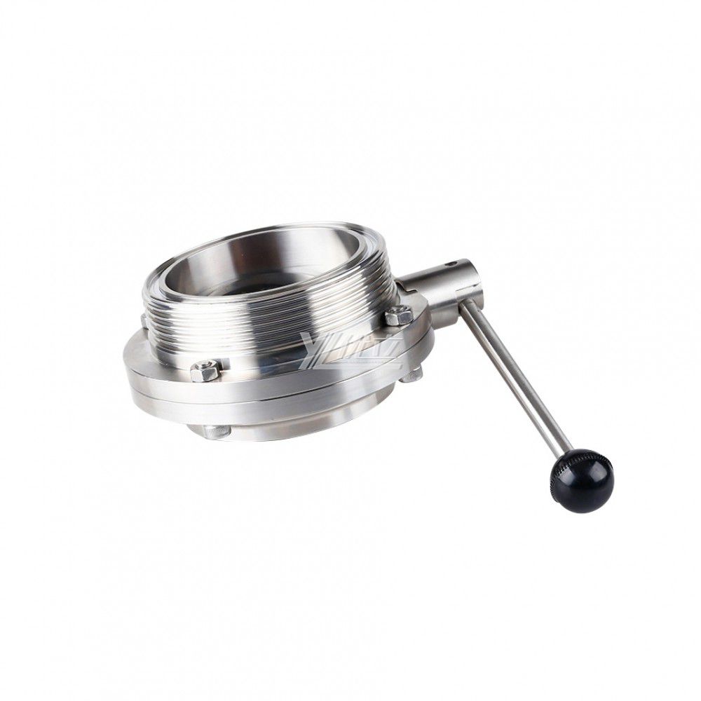 YOULI Hygienic Food Sanitary Stainless Steel 3A/SMS/DIN 304 316 Silicon Lever Handle Manual Male Threaded Welded Butterfly Valve
