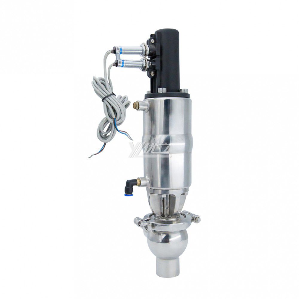 YOULI Hygienic Food Grade Sanitary Stainless Steel 304 316 Feedback signal Pneumatic L Type Butt Welded Cut-off Globe Stop Valve