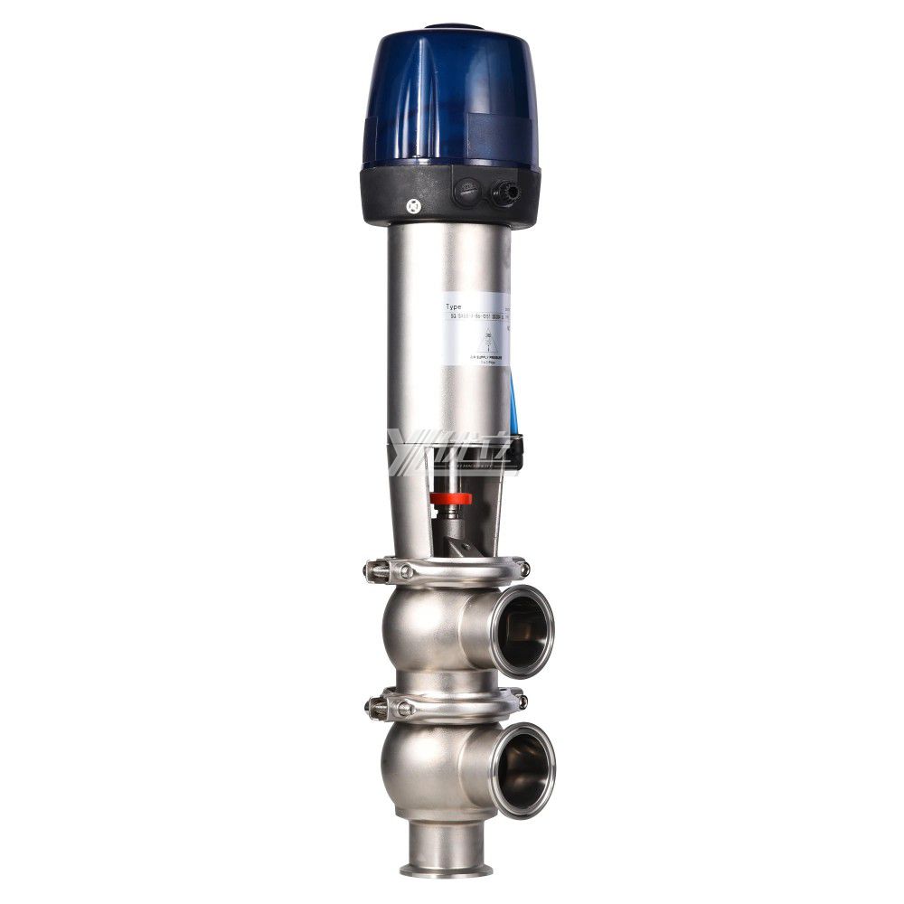 YOULI Hygienic Food Grade Sanitary Stainless Steel 304 316L Intelligent Pneumatic LL Type Tri Clamped  Reversing Divert Valve