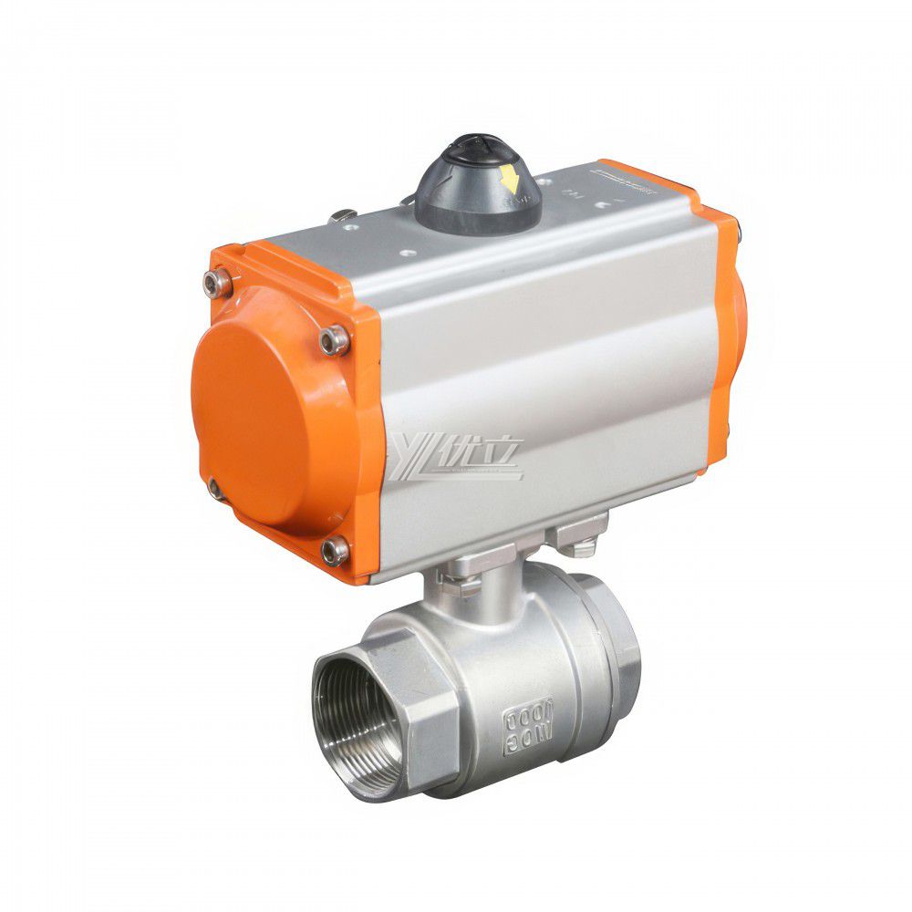 YOULI Stainless Steel High Temperature NPT BSP 1000WOG 1.6-6.4mpa PN16  304 316 Pneumatic Actuator 2 Piece Thread Ball Valve