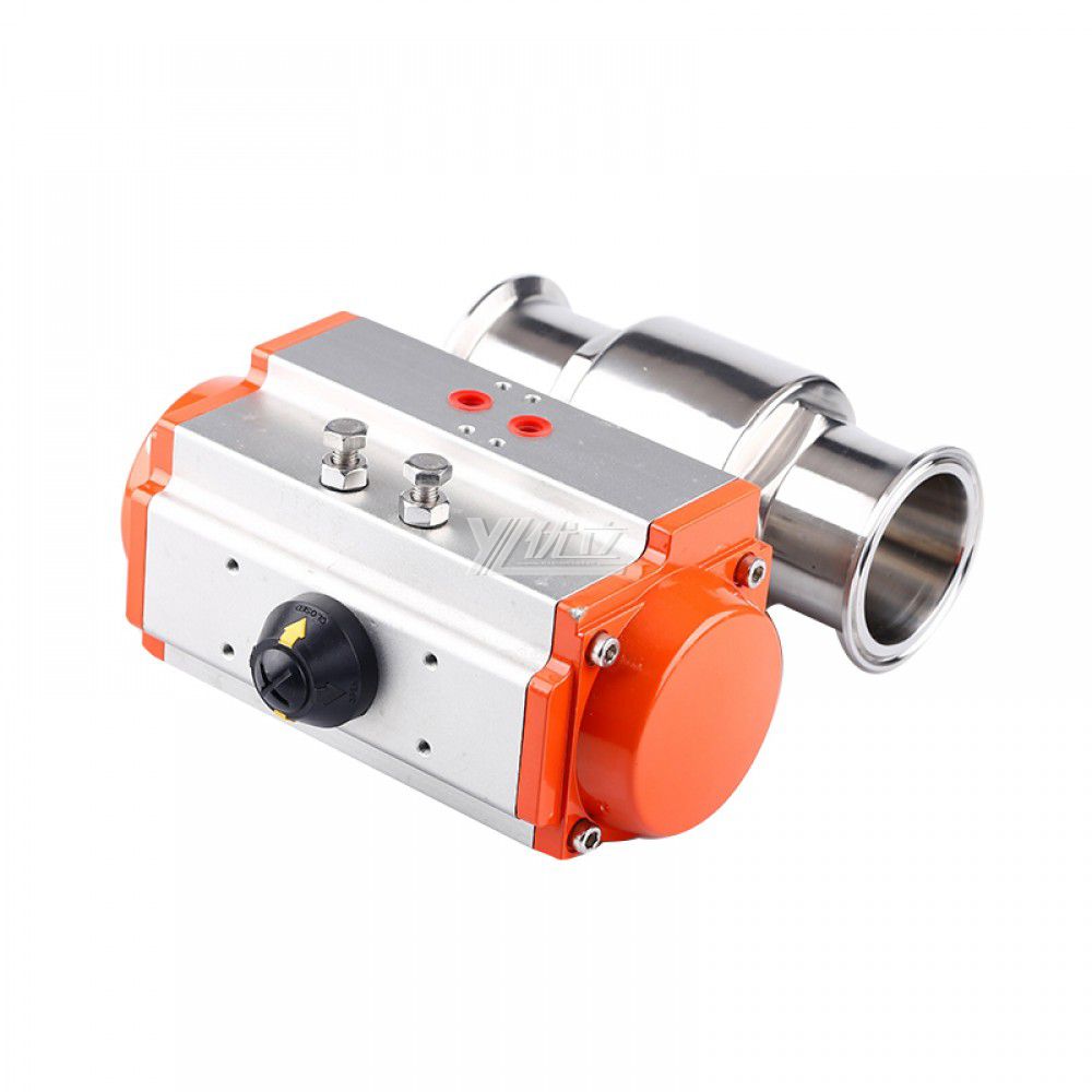 YOULI Hygienic Food Grade Sanitary Stainless Steel 304 316L Beverage Milk Pneumatic Actuator Straight Tri-Clamped Ball Valve