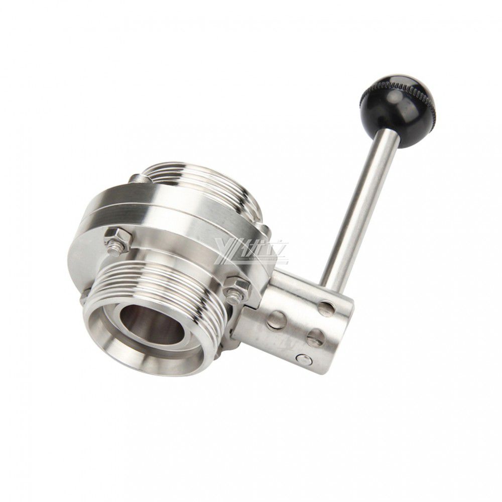 YOULI Hygienic Food Grade Stainless Steel 3A/SMS/DIN 304 316L Silicon Sanitary Manual Male Threaded Butterfly Valve