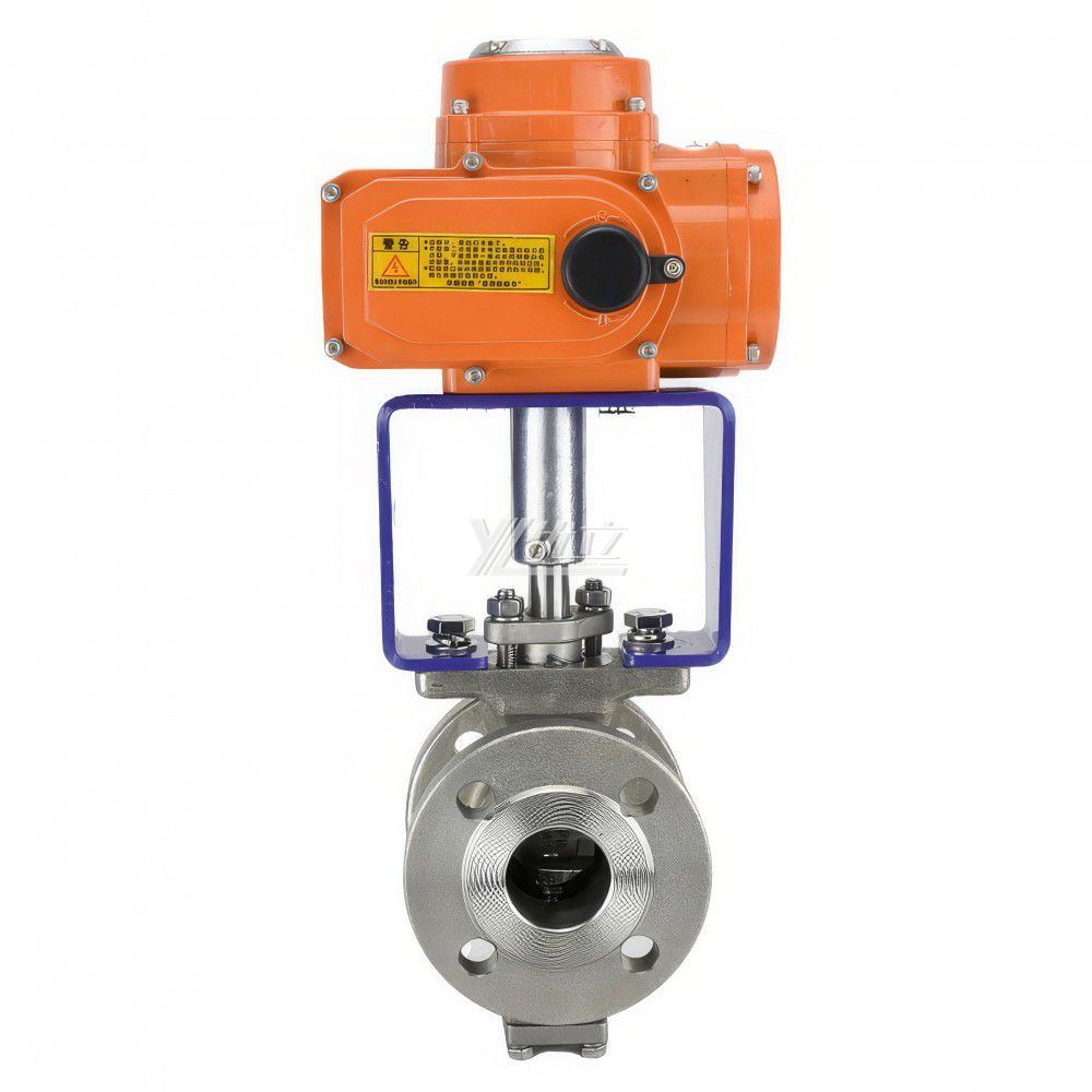 YOULI  High Temperature ANSI 150-300LB JIS 10K 304 316 Stainless Steel Motorized Electric Actuator V-Type Flanged Ball Valve