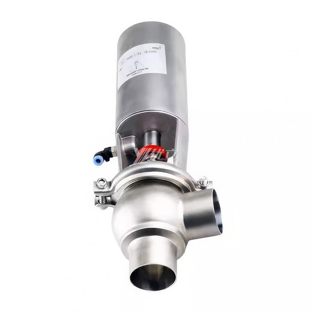 YOULI Hygienic Food Grade Sanitary Stainless Steel 304 316L Feedback signal Pneumatic L Type Butt Welded Cut-off Stop Valve