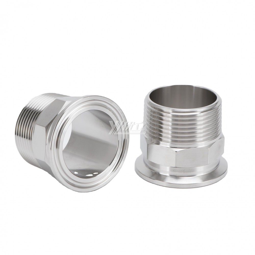 YOULI Stainless Steel 304 SS316L BSP NPT Pipe Fitting Hexagonal Male Thread Clamp Ferrule