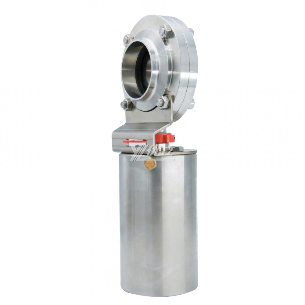 YOULI Hygienic Food Grade Stainless Steel 3A/SMS/DIN 304 316 Silicon Sanitary Butt Welded butterfly Valve Pneumatic Actuator