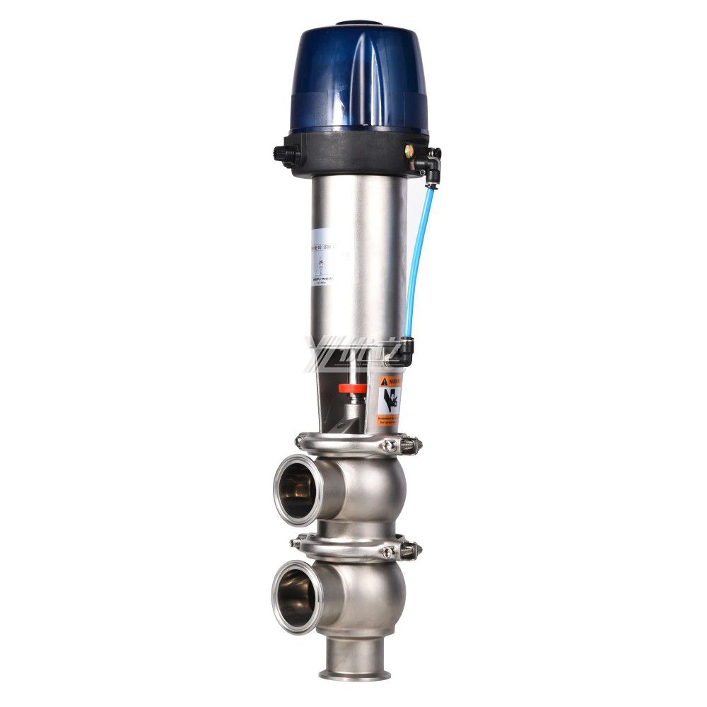 YOULI Hygienic Food Grade Sanitary Stainless Steel 304 316L Intelligent Pneumatic LL Type Tri Clamped  Reversing Divert Valve