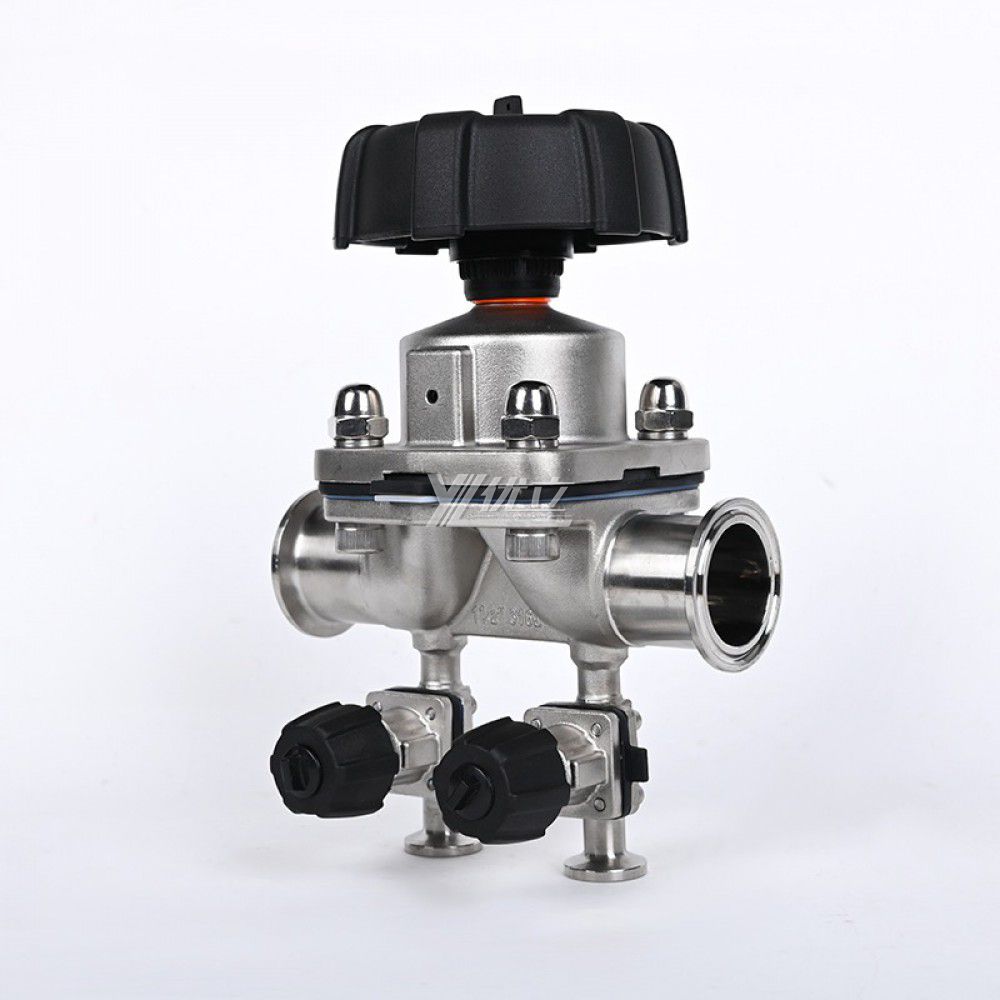 YOULI Hygienic Food Grade Sanitary Stainless Steel 316L Biological with Double Sample Straight Tri Clamped Diaphragm Valve