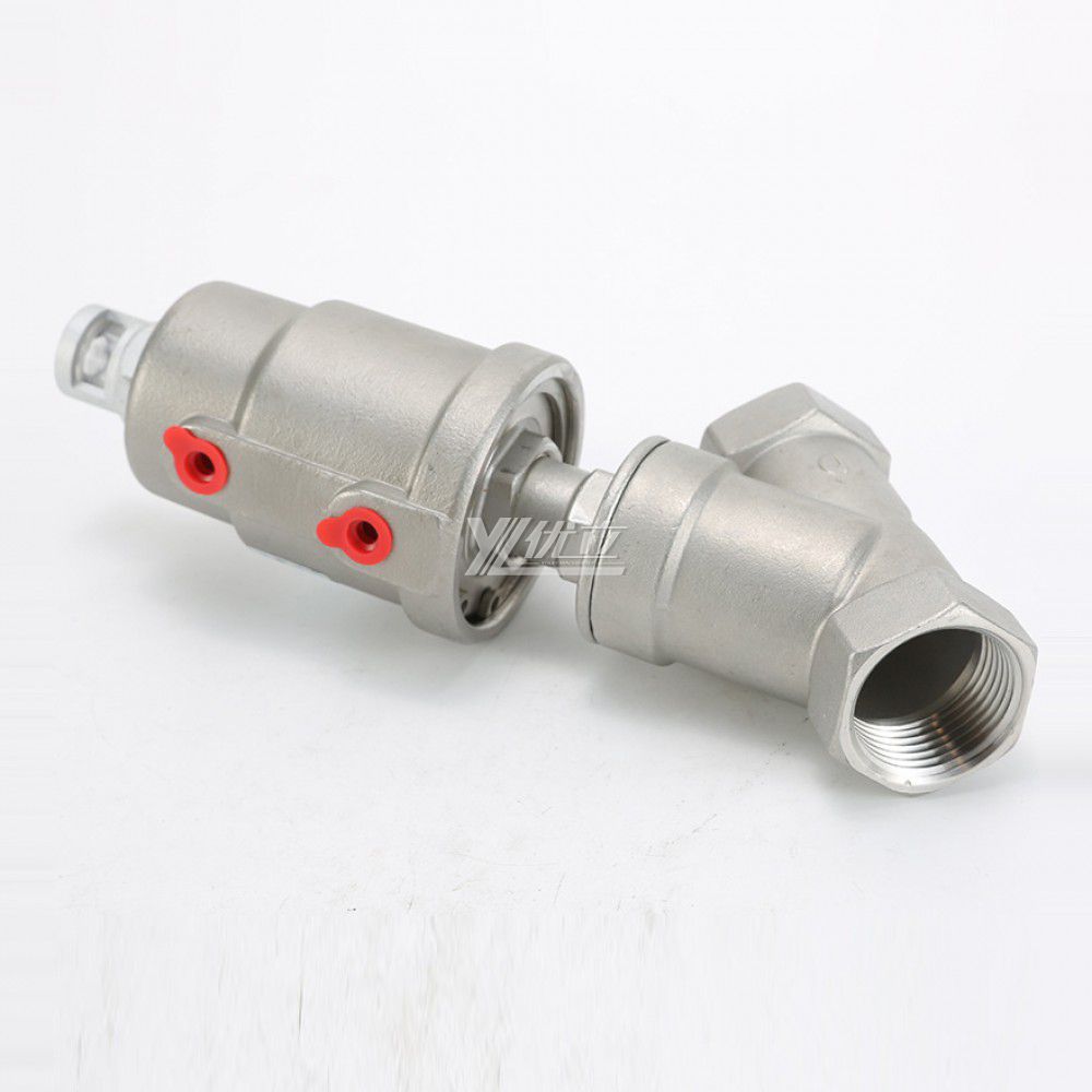 YOULI PN16-25 304 316 BSP NPT Y-Type High Temperature All Stainless Steel Head Pneumatic Female Screw Threaded Angle Seat Valve