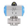 YOULI  High Temperature Metal Seal NPT BSP 2000wog PN130 Stainless Steel 304 316 Pneumatic Actuator 3PC Thread Ball Valve