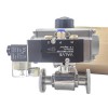YOULI Hygienic Food Grade Sanitary Stainless Steel T/L Type 304 316L Type Pneumatic Control Three Way Tri Clamped Ball Valve