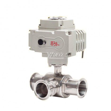 YOULI Hygienic Food Grade Sanitary Stainless Steel  304 316 Motorized AC220V Electric 3-way Tri Clamped Ball Valve