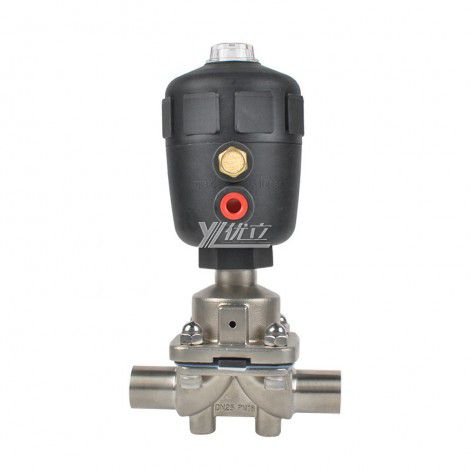 YOULI Hygienic Food Grade Sanitary Stainless Steel 316L Biological Plastics Pneumatic Straight Butt Welded Diaphragm Valve
