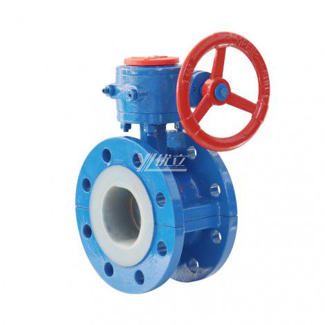 YOULI 304 316 Stainless Steel Sulfuric Acid  Hydrochloric Acid Pn16 WCB F4 F46 PFA Fluorine Lined Flanged Butterfly Valve