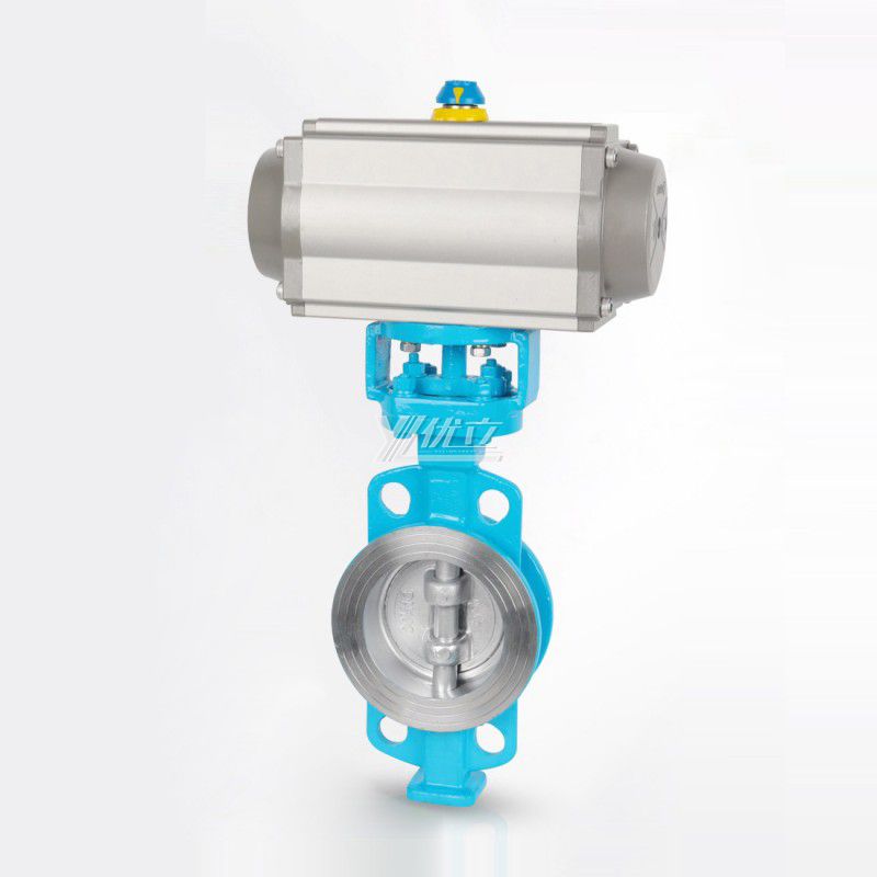 YOULI ANSI 150LB Stainless Steel 304 316 Pn16 WCB High Temperature Pneumatic Actuator Three Eccentric Flanged Butterfly Valve
