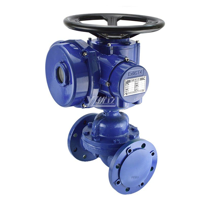 YOULI ANSI 150LB 304 316 1.6mpa WCB  4-20ma Motorized AC380V Rubber Lined Electric Flange Diaphragm Valve