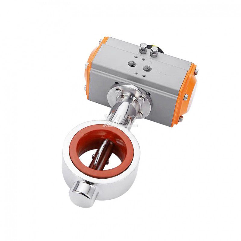 YOULI Top-Quality AT63 Hygienic Food Grade Stainless Steel 304 316L Sanitary Spring Return Pneumatic Wafer Butterfly Valve
