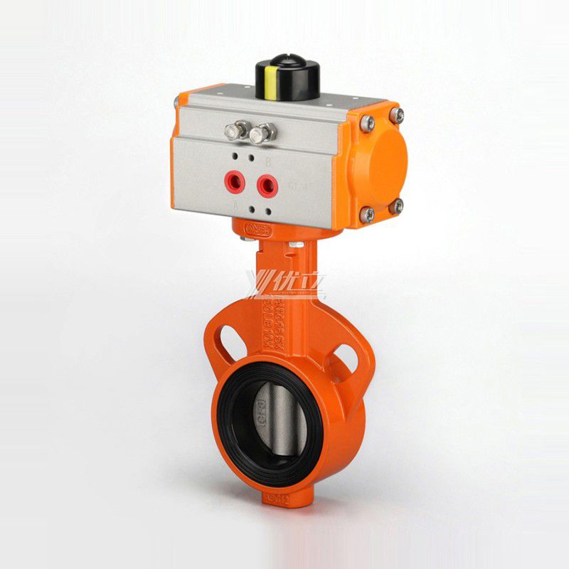 YOULI DN25 ALLOY Stainless Steel WCB Cast Iron Pn16 Soft Seal Pneumatic Actuator Wafer Butterfly Valve