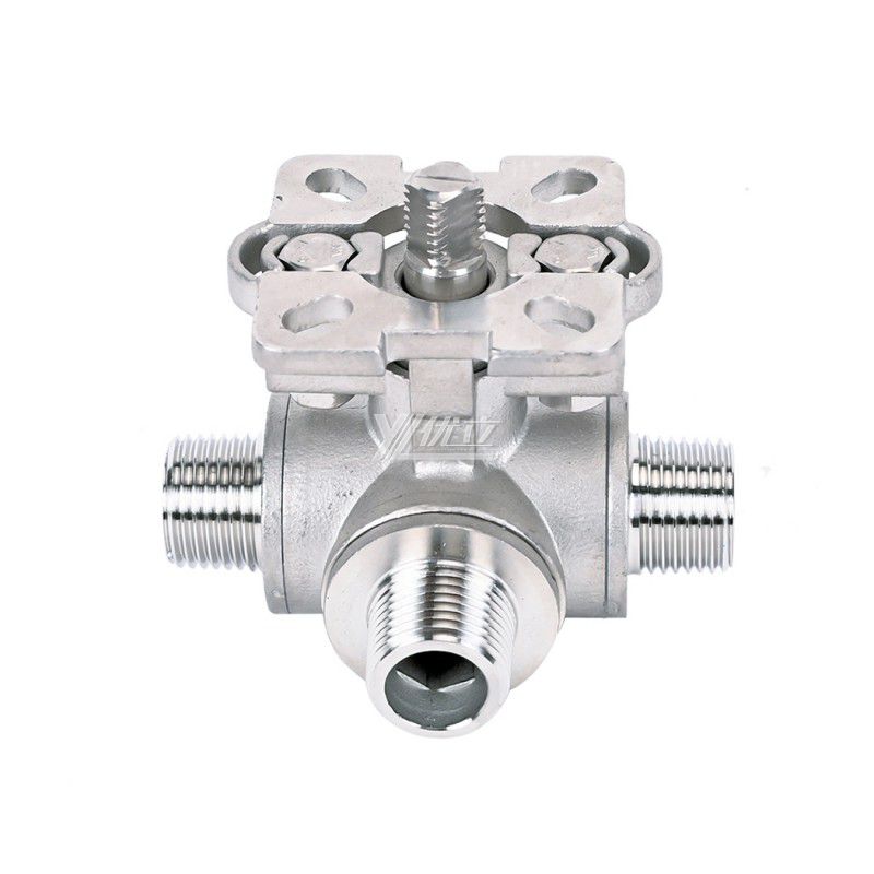 YOULI ISO 5211 RC NPT BSP PN16 1000WOG with Handle Lock Stainless Steel 304 316 LL-port 4 Way Male Threaded Ball Valve