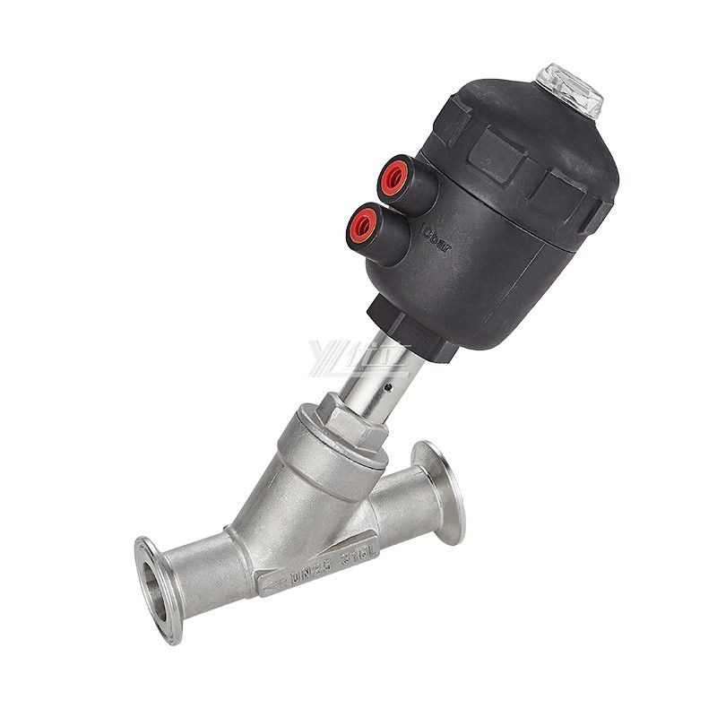YOULI High Temperature Steam 1.6mpa 304 316 Clamp 50.5mm Plastics Head Pneumatic Tri Clamped Angle Seat Valve