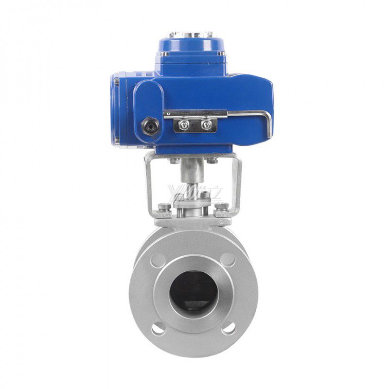 YOULI  High Temperature ANSI 150-300LB JIS 10K 304 316 Stainless Steel Motorized Electric Actuator V-Type Flanged Ball Valve