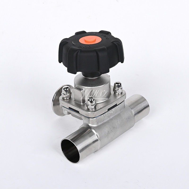 YOULI Hygienic Food Grade Sanitary Stainless Steel 316L Double Membrane Straight 3 Way Welded Tri Clamped Diaphragm Valve