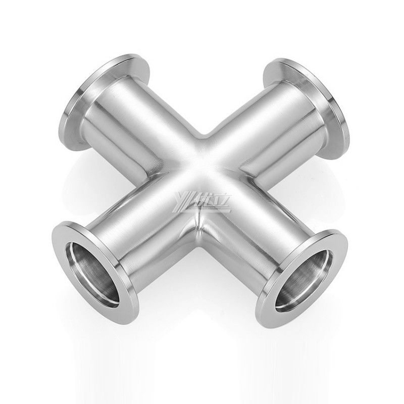 YOULI Hygienic Food Grade Sanitary Stainless Steel 304 SS316L KF25 KF40 KF50 4 Way Tri-clamp Pipe Fitting Equal Vacuum Cross