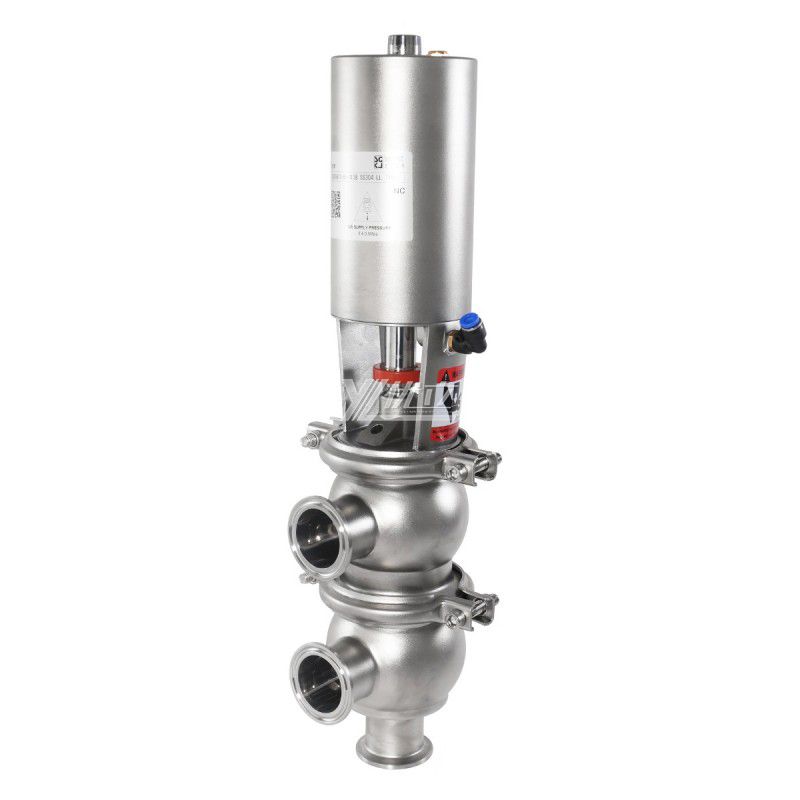 YOULI Hygienic Food Grade Sanitary Stainless Steel 304 316L Intelligent Pneumatic LL Type Tri Clamped  Reversing Divert Valve