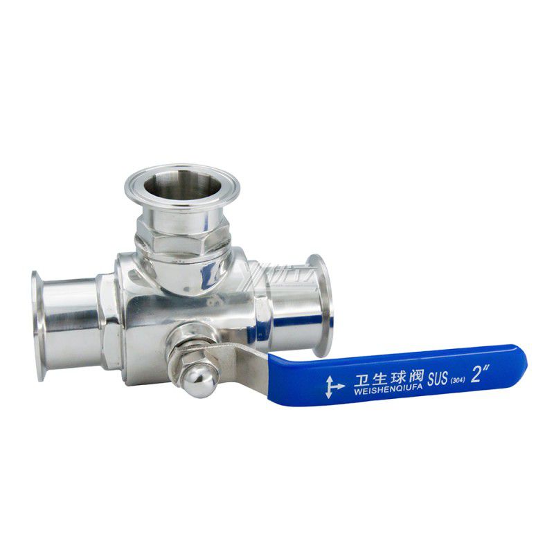 YOULI 2 Inch Hygienic Food Grade Stainless Steel Ss 304 316 L Type Milk Beverage Sanitary Manual 3-way Tri Clamped Ball Valve