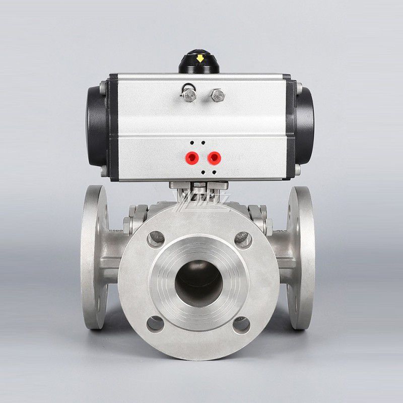 YOULI High Temperature ANSI 150LB Stainless Steel 304 316 JIS 10K Pn16 WCB Removable square Pneumatic 3 Way Flanged Ball Valve