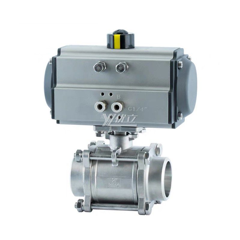 YOULI High Temperature Zero Leakage 1000WOG PN16 Stainless Steel 304 316 3-piece Butt Welded Pneumatic Actuator Ball Valve