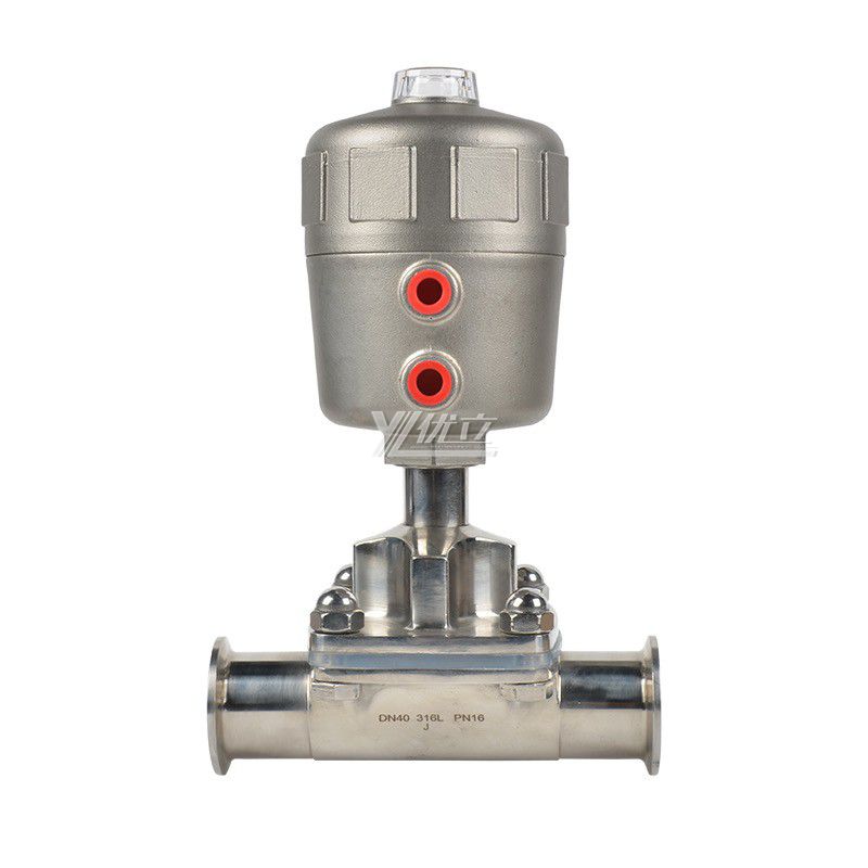 YOULI Hygienic Food Grade Sanitary Stainless Steel Head 316L Tri Clamped Pneumatic Diaphragm Valve Pneumatic