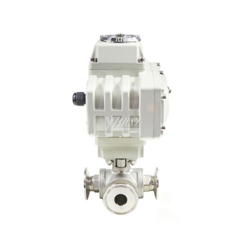 YOULI Stainless Steel 1.6mpa 304 316 T-prot On-off Motorized AC220V Electric 3 Way  Tri Clamped Three Way Ball Valve