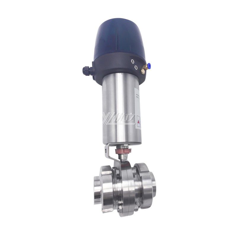 YOULI Hygienic Food Grade  Stainless Steel 304 316 Smart Head Complete Set Sanitary Male Pneumatic Threaded butterfly Valve