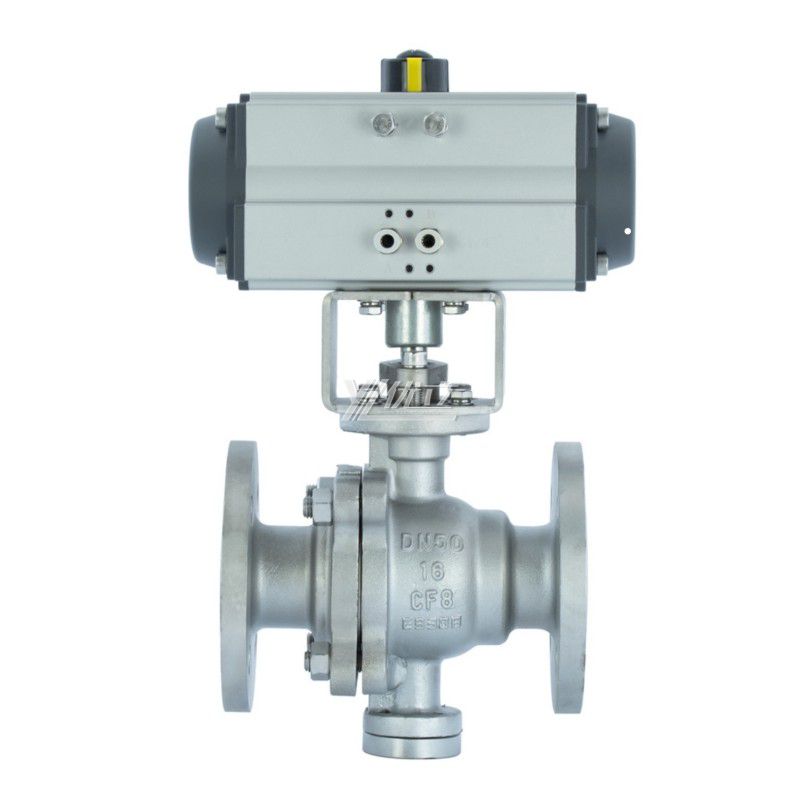 YOULI  High Temperature ANSI 150-300LB JIS 10K 304 316 Stainless Steel Pneumatic Actuator Fixed Flange Ball Valve