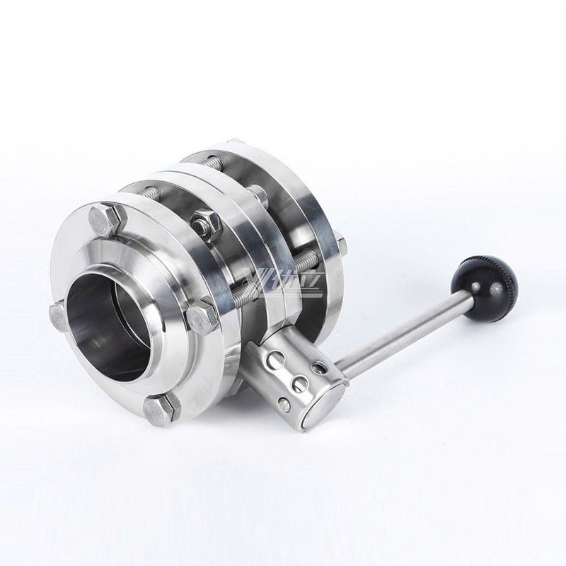 YOULI Hygienic Food Grade Stainless Steel 3A/SMS/DIN 304 316 Silicon Sanitary Manual Three Piece Butt Welded Butterfly Valve