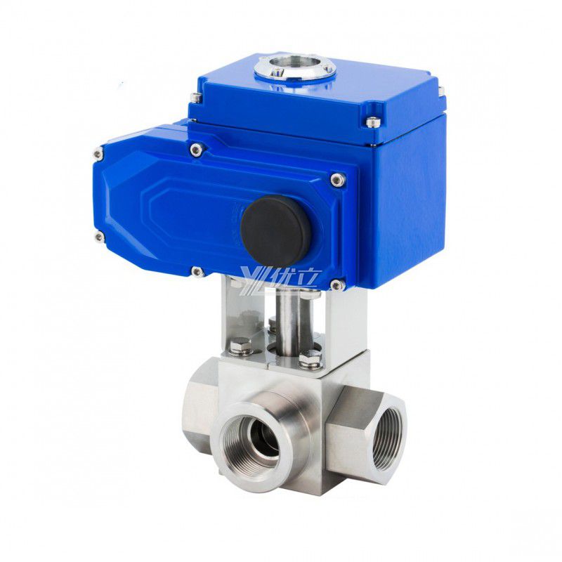 YOULI NPT BSP 6000psi PN500 304 316 Stainless Steel Motorized AC220V KHB High Pressure Electric Three Way Threaded Ball Valve