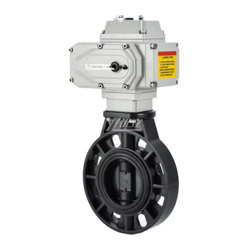 YOULI Zero Leakage Acid and Alkali Resistant PPH PVC UPVC CPVC Plastic DC24V Electric Motorized Actuatorr Wafer Butterfly Valve
