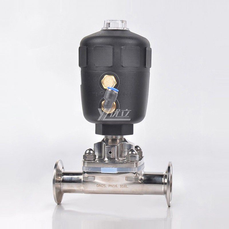 YOULI Premium Hygienic Food Grade Sanitary Stainless Steel 316L Silicon Biological Pneumatic Straight Diaphragm Valve Actuator